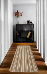 Cream Striped 8mm Thick Rectangle Mat For Living Room, Bathroom, Kitchen, Easy To Clean Striped Mat - 50Cm X 80Cm - thumbnail 3