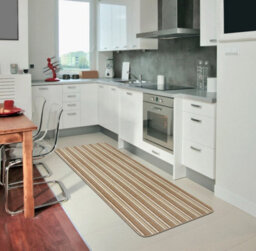 Cream Striped 8mm Thick Rectangle Mat For Living Room, Bathroom, Kitchen, Easy To Clean Striped Mat - 50Cm X 80Cm - thumbnail 2