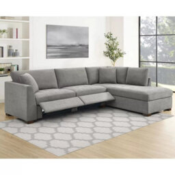 Xample Thomasville Miles Grey Fabric Corner Sofa Right Hand Facing With 2 Power Footrests, Pocket Coil Cushions,solid Wood Legs & Pillows