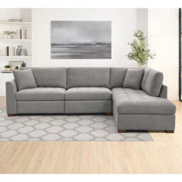 Xample Thomasville Miles Grey Fabric Corner Sofa Right Hand Facing With 2 Power Footrests, Pocket Coil Cushions,solid Wood Legs & Pillows - thumbnail 3