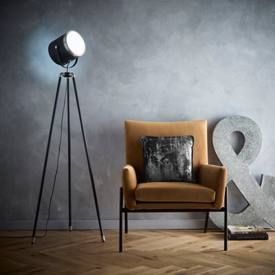 K Living Dagon Black And Satin Nickel Tripod Projector Spot Light Style Floor Lamp - image 1
