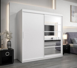 Arte Modern White Roma I Sliding Door Wardrobe W2000mm H2000mm D620mm Mirrored Vertical Handles Sleek Storage Solution - thumbnail 2
