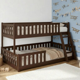 Arte Nicea Dark Chocolate Wooden Bunk Bed 90/120 X 200Cm - Foam Bonnell Mattresses - thumbnail 1