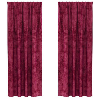 Berkfield Classic Curtain With Curtains 2 Pcs Wine Red 225 X 140 Cm Velvet - image 1