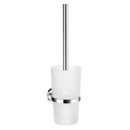 Smedbo Chrome Wall Mounted Toilet Brush And Frosted Glass Container