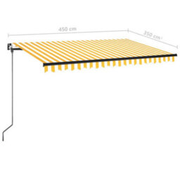 Berkfield Manual Retractable Awning With Led 450X350 Cm Yellow And White - thumbnail 7