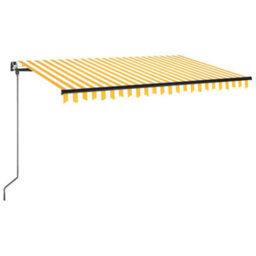 Berkfield Manual Retractable Awning With Led 450X350 Cm Yellow And White - thumbnail 2