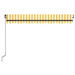 Berkfield Manual Retractable Awning With Led 450X350 Cm Yellow And White - thumbnail 4