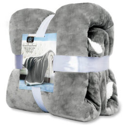 Ehc Warm & Soft Sherpa Flannel Fleece Microfiber Blanket, Double Bed, Dark Grey - 150 Cm X 200 Cm - thumbnail 7