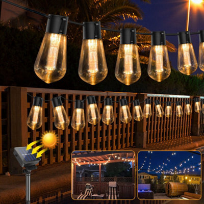 5M 20 Led Solar Powered Retro Bulb String Lights Garden Outdoor Fairy Party Lamp - image 1