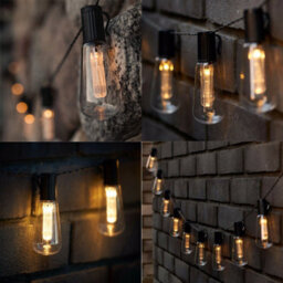 5M 20 Led Solar Powered Retro Bulb String Lights Garden Outdoor Fairy Party Lamp - thumbnail 3