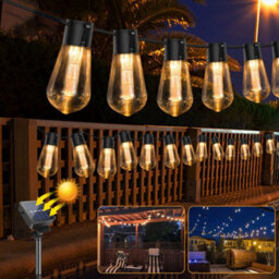 5M 20 Led Solar Powered Retro Bulb String Lights Garden Outdoor Fairy Party Lamp - thumbnail 1