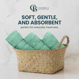 Casabella 12 Pack Flannel Face Cloth - 100% Cotton Face Towels Soft & Absorbent Super Quality Washcloths - thumbnail 2