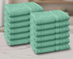 Casabella 12 Pack Flannel Face Cloth - 100% Cotton Face Towels Soft & Absorbent Super Quality Washcloths - thumbnail 1