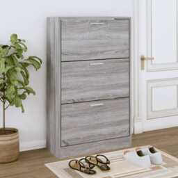 Vidaxl Shoe Cabinet Grey Sonoma 63X24X103 Cm Engineered Wood - thumbnail 1