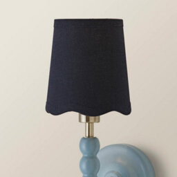 Valuelights Mabel Small Navy Scallop Edge Linen Lamp Shade And Bulb (D)25Cm - thumbnail 4