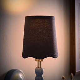 Valuelights Mabel Small Navy Scallop Edge Linen Lamp Shade And Bulb (D)25Cm - thumbnail 3