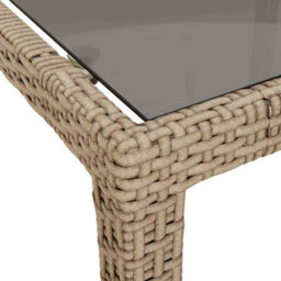 Berkfield Garden Dining Table Beige 90X90X75 Cm Poly Rattan - thumbnail 5