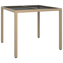 Berkfield Garden Dining Table Beige 90X90X75 Cm Poly Rattan - thumbnail 2