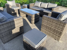Rattan Wicker Garden Outdoor 3 Three Seater Sofa Conservatory Furniture Patio Coffee Table Stools Storage Dining Set Grey - thumbnail 8
