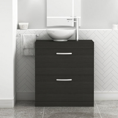 Royal Bathrooms 800mm Floor Standing Vanity Unit 2 Drawer Hale Black & Countertop Basin - Breeze - image 1