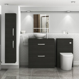 Royal Bathrooms 800mm Floor Standing Vanity Unit 2 Drawer Hale Black & Countertop Basin - Breeze - thumbnail 2