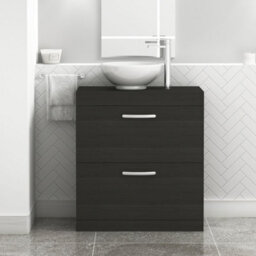 Royal Bathrooms 800mm Floor Standing Vanity Unit 2 Drawer Hale Black & Countertop Basin - Breeze - thumbnail 1