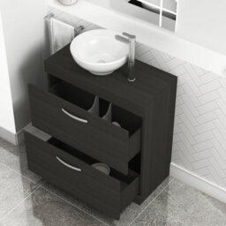 Royal Bathrooms 800mm Floor Standing Vanity Unit 2 Drawer Hale Black & Countertop Basin - Breeze - thumbnail 3