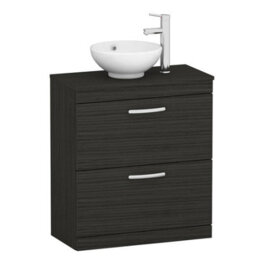 Royal Bathrooms 800mm Floor Standing Vanity Unit 2 Drawer Hale Black & Countertop Basin - Breeze - thumbnail 4