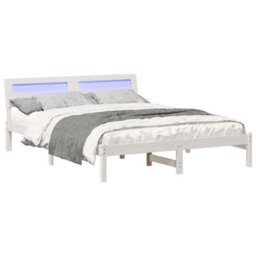 Walplus Bed Frame With Headboard White 140 X 200 Cm Solid Pine Wood - thumbnail 3
