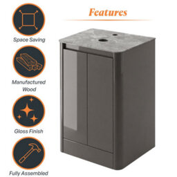 Plum&clay Mayfair Gloss Dark Grey Freestanding Bathroom Vanity Unit With Grey Marble Countertop (W)550mm (H)745mm - thumbnail 6