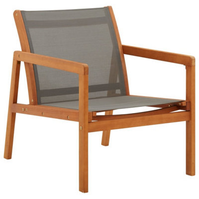 Berkfield Garden Lounge Chair Grey Solid Eucalyptus Wood And Textilene - image 1