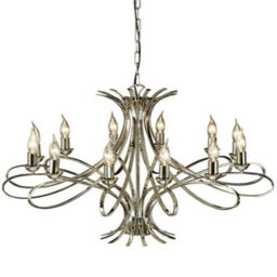 Eaves Hanging Ceiling Pendant Chandelier 12 Lamp Polished Nickel Curve Arm Light - thumbnail 1
