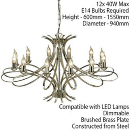 Eaves Hanging Ceiling Pendant Chandelier 12 Lamp Polished Nickel Curve Arm Light - thumbnail 2