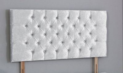 Comfy Deluxe 4Ft Small Double 20Inch   White  Crush Velvet Chesterfield Headboard