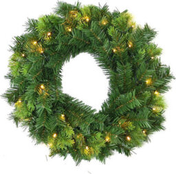 Shatchi 55Cm Wreath Pre Lit With Various Tips Christmas Fireplace Home Wall Door Decorations Outdoor Battery Box Indoor - thumbnail 1