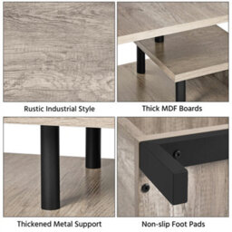 Yaheetech Grey Industrial Tv Stand With Open Storage Shelf - thumbnail 4