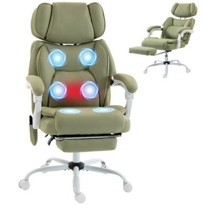 1Wall Massage Office Chair Heated Reclining Computer Chair With Wheels - image 1