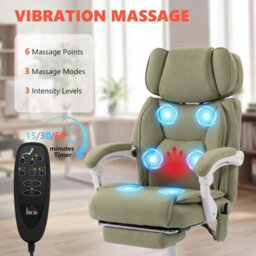 1Wall Massage Office Chair Heated Reclining Computer Chair With Wheels - thumbnail 3