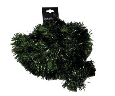 Decoris Pine Green Christmas Tinsel Garland 2.7M Black Shiny Christmas Tree Tinsel - image 1