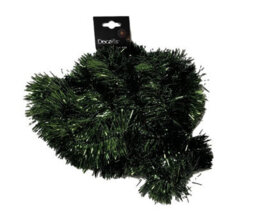 Decoris Pine Green Christmas Tinsel Garland 2.7M Black Shiny Christmas Tree Tinsel