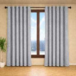 Oxford Homeware Eyelet Silver Linen Effect Curtains Fully Lined 100% Blackout Thermal Insulated Curtain Pair (W)168Cmx(L)183Cm - thumbnail 8