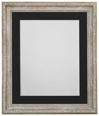 Frames By Post Shabby Chic Distressed Wood With Black Mount For Image Size A3 - image 1
