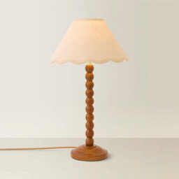Valuelights Bobbin Natural Trim Linen Shade Walnut Bobble Table Lamp - thumbnail 3