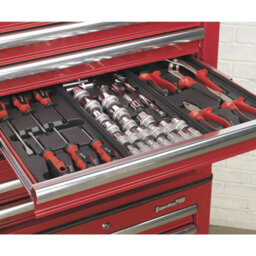 High Gloss Red 5 Drawer Tool Chest - 660mm X 435mm X 490mm Storage Unit - thumbnail 4