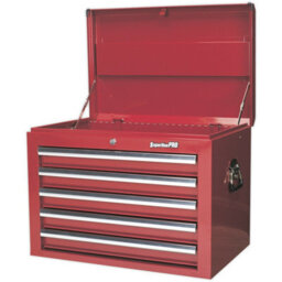 High Gloss Red 5 Drawer Tool Chest - 660mm X 435mm X 490mm Storage Unit - thumbnail 5