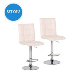 Evre White Cuban Bar Stool With Adjustable Gas Lift And 360 Degree Swivel For Pubs Kitchen Breakfast - thumbnail 1