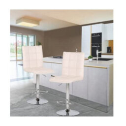 Evre White Cuban Bar Stool With Adjustable Gas Lift And 360 Degree Swivel For Pubs Kitchen Breakfast - thumbnail 7