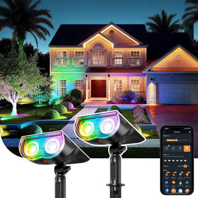 Linkind Smart Solar Spot Lights Outdoor Garden Sl 5 C, App Controlled Color Changing Spotlight, 16 Million Colors, Ip 65