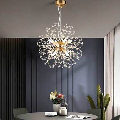 Living And Home 8 Lights Gold Sputnik Beaded Hanging Crystal Chandelier Dandelion Pendant Lights 45 Cm - image 1
